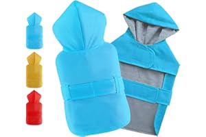 BECNBEAU Dog Raincoat Waterproof Pet Clothes Rain Jacket Poncho Rainwear Hooded Double Layer Warm Lining Leash Hole Adjustable for Medium Dogs,Blue,XXXL