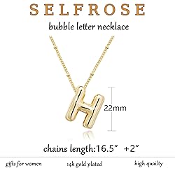 SELFROSE Gold Bubble Letter Necklace for