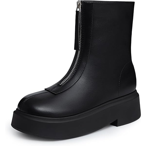 Amazon.com | Athlefit Women's Black Low Heel Ankle Boots Fashion