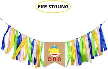 Amazon Com One Highchair Banner For Baby Shark Party Supplies One