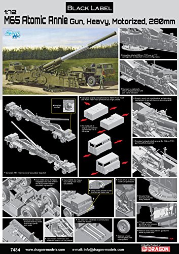 Dragon Models 1/72 M65 Atomic Annie Gun, Heavy Motorized 280mm Vehicle Model Building Kit
