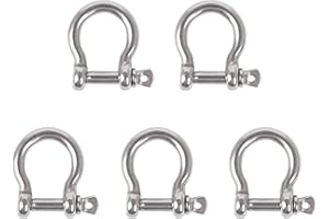 CNBTR M5 Anchor Shackle Bow Rigging European Style with Pin Clevis Ring 304 Stainless Steel Pack of 5