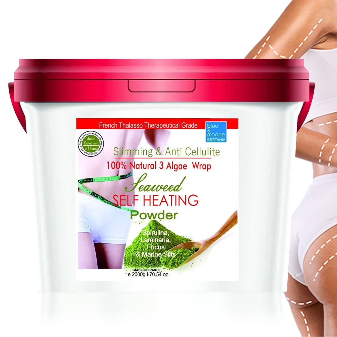 bleu & marine Bretania - Detoxifying Self-Heating Seaweed Body Wrap | For Inch-Loss and Weight Control | Easy to Use | Salon-Quality Home Treatment | Ideal for Thalassotherapy, 2 kg Pack