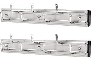 Rev-A-Shelf 12" Pull Out Closet Rack for Belts, Ties and Scarves, Accessories Storage Hanger with Mounting Hardware, Chrome, BRC-12CR (2 Pack)