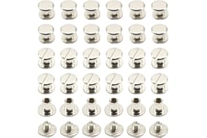 CEEYSEE 100PCS(50Set) Silvery Chicago Screws Assorted Kit M5 x 6mm Nail Rivet Chicago Button for DIY Leather Decoration Bookbinding Round Flat Head Stud Screw (M5 x 6mm)