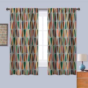 Mid Century Thermal Insulated Room Darkening Curtains, Curtains 63 inch