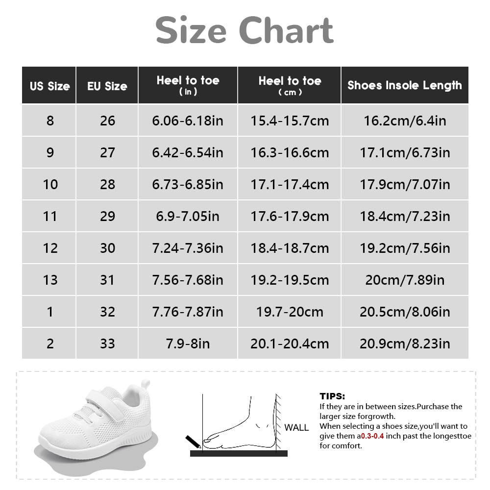 nerteo Girls Cheer Shoes Toddler Boys Kids Sneakers White Running Walking Sports Shoes