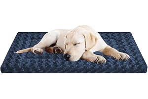 WITTOP Washable Dog Bed Plush Orthopedic Outdoor Crate Mat with Non-Slip Bottom,Luxe Soft Kennel Pad for Pets, Cozy Cage Cushion & Pet Sleeping Mattress Large Sized,Medium,Small Dogs,30 x 20 inch,Blue