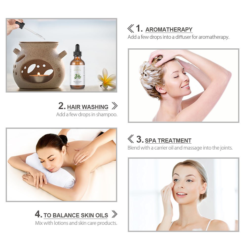 Peppermint Essential Oil 100% Pure and Natural Premium Therapeutic Grade, Perfect for Aromatherapy, Relaxation, Skin Therapy, Improved Mood, 2 fl. oz.