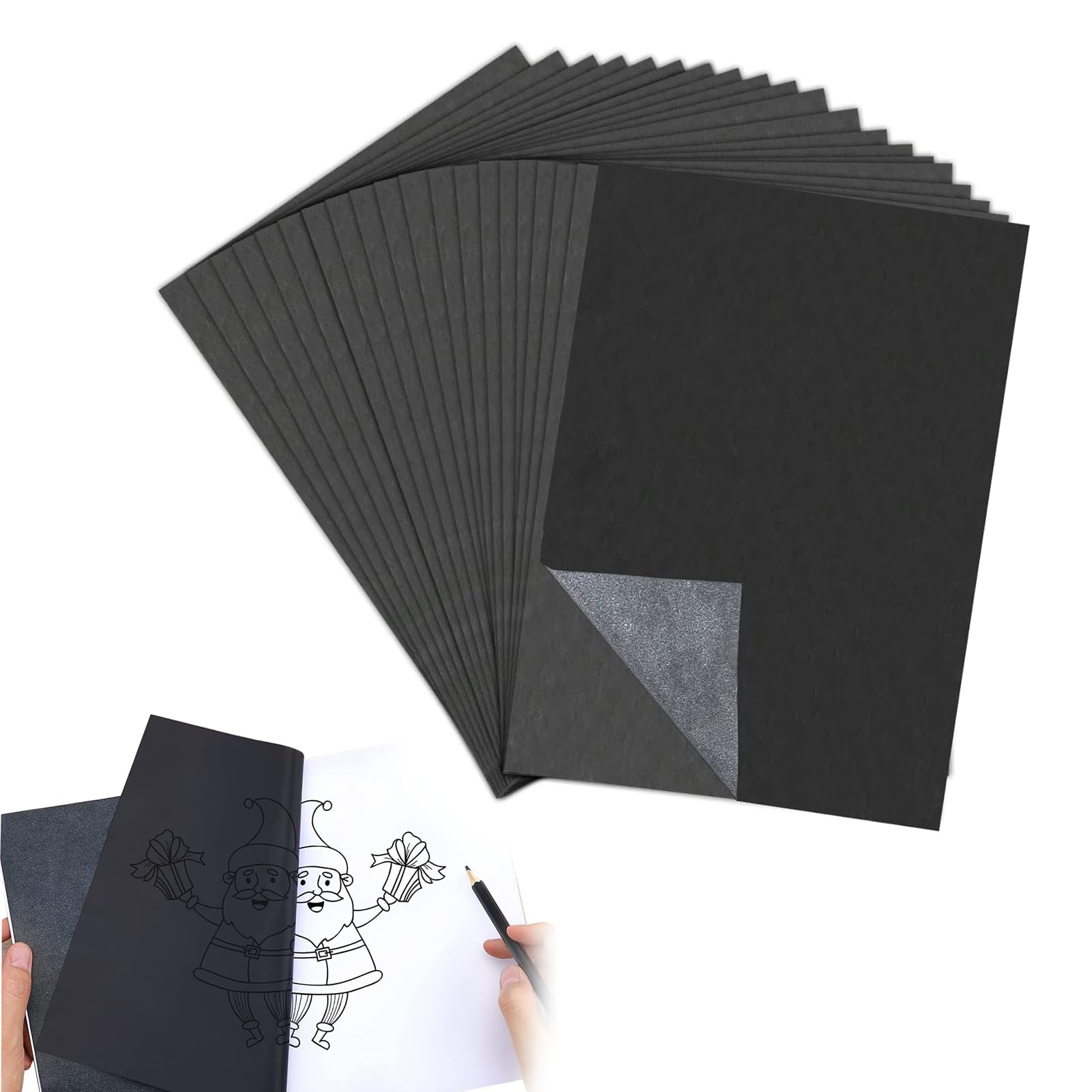100Pcs Carbon Paper for Tracing, Black A4 Carbon Paper, Copy Paper, Transfer Paper Ultra Thin and Light for Art Craft Projects Paper Wood Glass Metal Ceramic Clay Home or Office Use