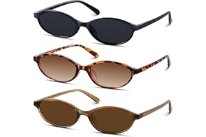 KUGUAOK Retro Oval Sunglasses for Women 90s Design Small Cat Eye Sun Glasses UV Protection Y2k Trendy Narrow Shades