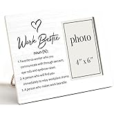 CIANMGD Work Bestie Picture Frame, Coworker Work Bestie Gifts for Women, Friends Wood Photo Frame, 4 x 6 Inch Photo