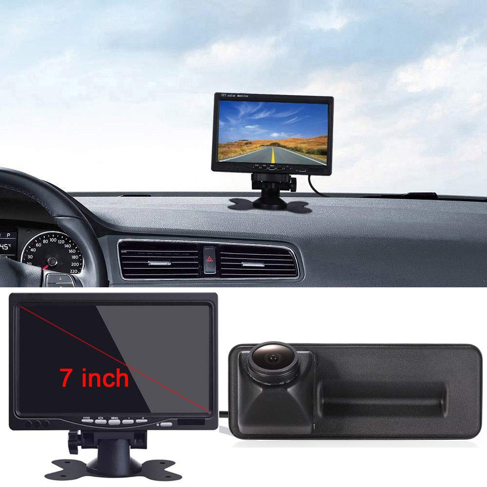 7'' Inch TFT LCD Screen Auto Monitor + 1280 x 720 Pixel 1000TV Lines Parking Camera, HD Night Vision Rear View Backup Camera for Skoda Roomster Superb Cambi Yeti Fabia Octavia II 1Z 2 A1 Golf 5 V