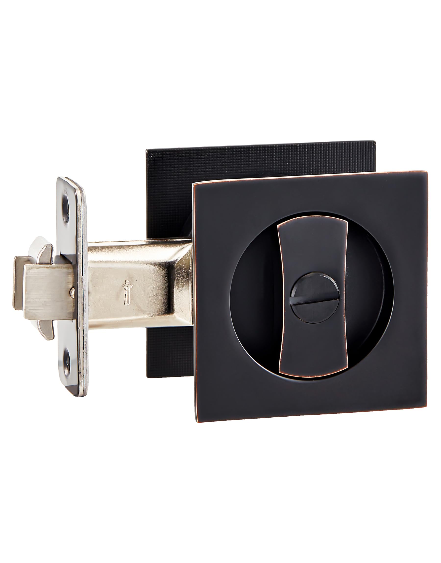 Photo 1 of Lethato Pocket Door Hardware Oil Rubbed Bronze, Pocket Door Lock, Pocket Door Latch, Bronze Contemporary Pocket Door Privacy Lock for Bathroom & Bedroom (1 Pack, Square)