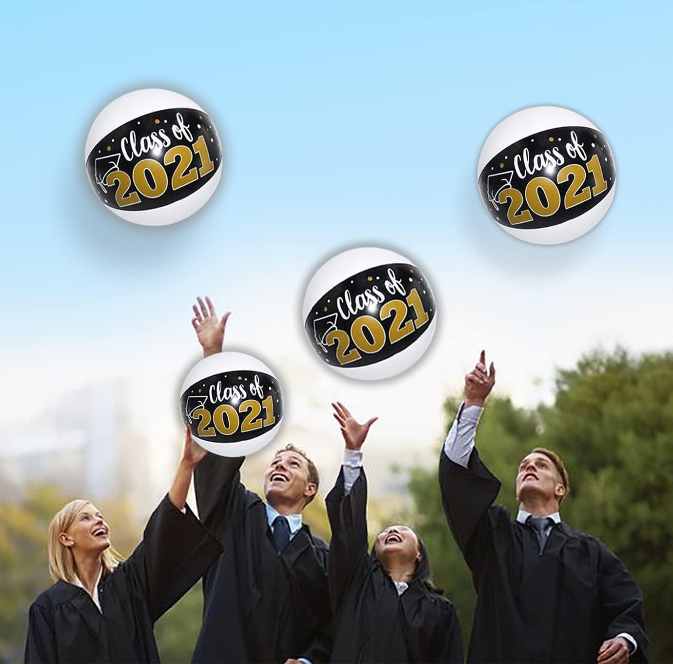 12 Pcs Graduation Beach Balls Class of 2021 - 11" Graduation Party Favors, Grad Party Supplies 2021 , Kindergarten Graduation Party Favors Gifts for Kids Seniors Teens Adults by 4E's Novelty: Sports & Outdoors