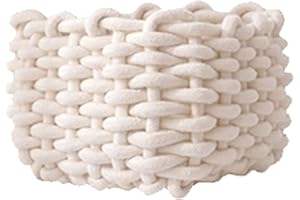 UPQRSG Woven Cotton Rope Storage Basket, White Simple Desktop Storage Organizer, Small Cat Dog Pet Toy Basket Box Bin, Decora