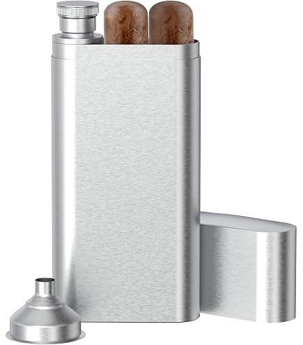 Amazon.com: Stylish Cigar Case Flask Combo: 4 Oz Hip Flask with 6-1/2