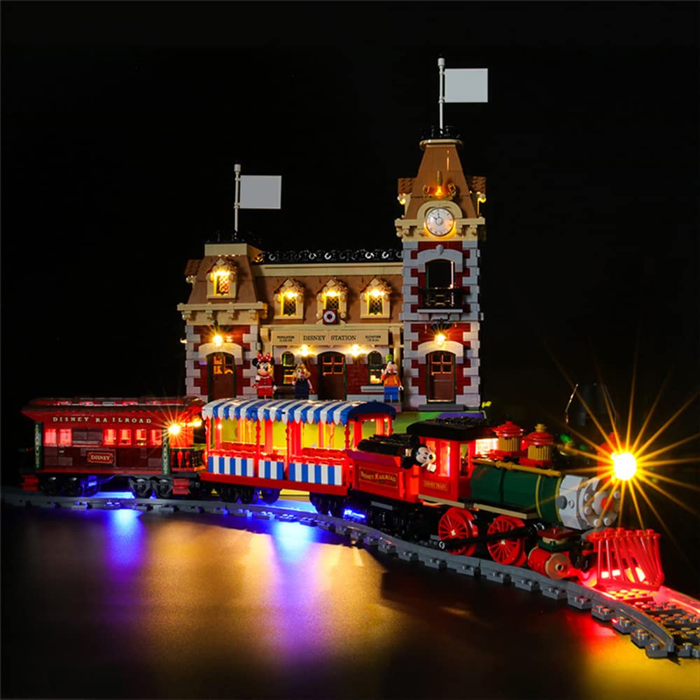 GEAMENT LED Light Kit Compatible with LEGO Disney Train and Station - Lighting Set for Powered UP 71044 Model (Building Set Not Included)