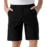 SIX ISLANDS Men's Cargo Shorts 9" Inseam Elastic Waistband Casual Relaxed Fit Work Shorts with 6 Pockets