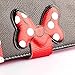 Yakamoz Lovely Cute Black Red Bow Bowkot Polka Dot Leather Flip Wallet Stand Case with Card Slots for Apple iPhone 6 Plus 5.5