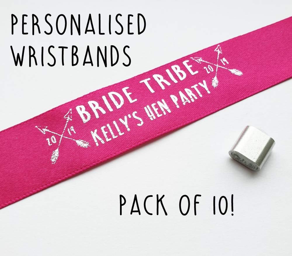 My Pretty Little Gifts Personalised Hen Party Bride Tribe Wristbands - Name Bride Arrows Festival Band
