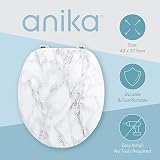 Anika Marble Effect Toilet Seat, Chrome Hinges, Standard Fit 43x37.5cm view 6