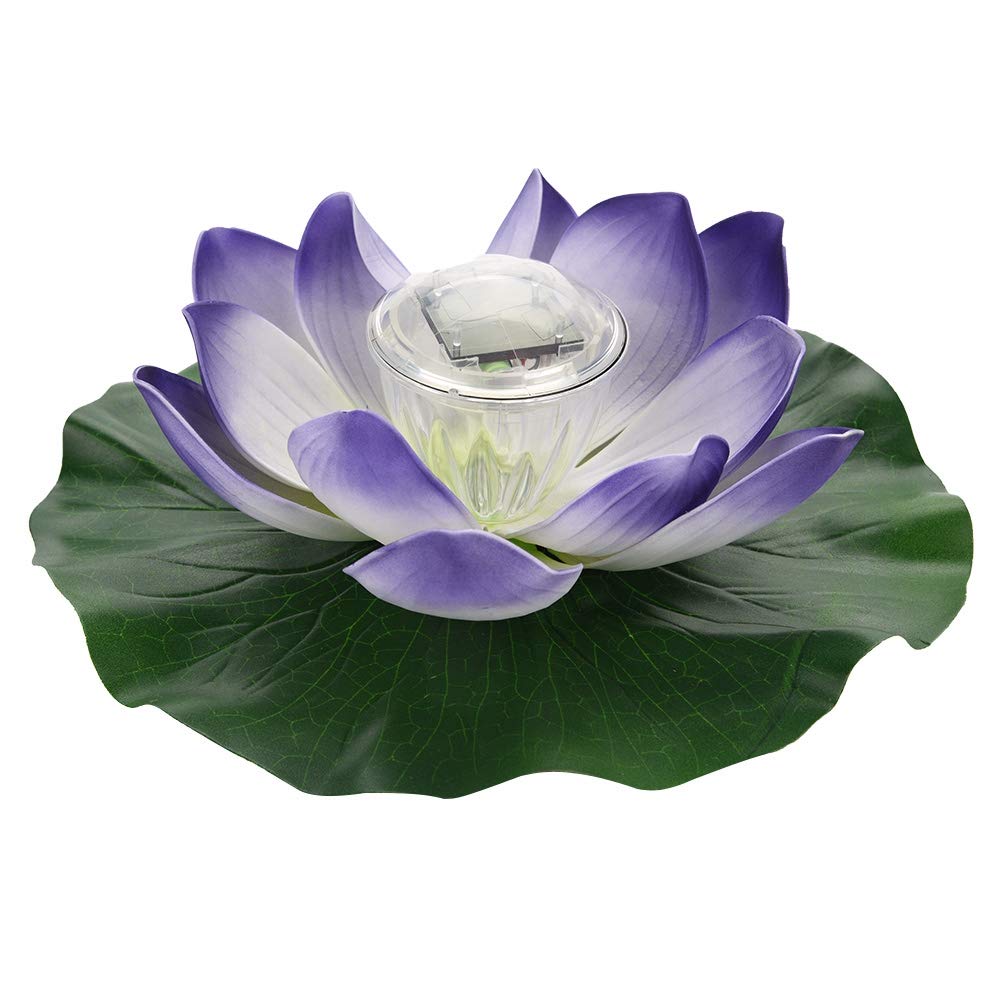 Lotus Flower Solar Light，Waterproof Solar Power Multi-Colored LED Color Changing Lotus Foam Flower Lamp Outdoor Floating Garden Pool Pond Light(Colorato Viola)