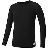RIKUAOU Youth Boys Compression Shirt, Long Sleeve Kids Athletic Undershirt Quick Dry Base Layers for Baseball Football Sports
