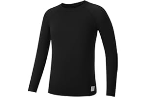 RIKUAOU Youth Boys Compression Shirt, Long Sleeve Kids Athletic Undershirt Quick Dry Base Layers for Baseball Football Sports