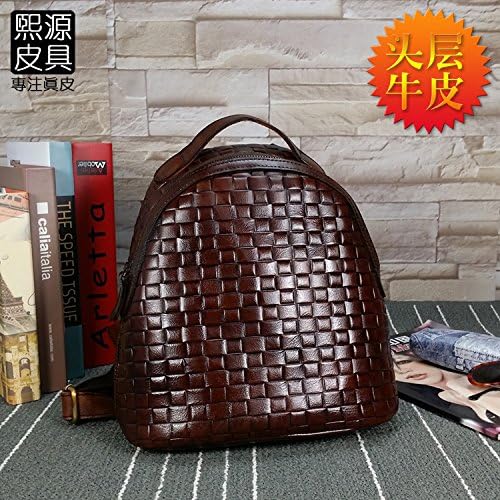 DJB/ Woven leather backpack handbag embossed suede leather backpack brush off the Korean version of the simple casual student College wind