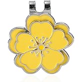lasuroa Magnetic Golf Ball Marker with Hat Clip, Flower Shape Magnetic Golf Hat Clip Ball Marker Set Sport Decoration Accessories for Men Women Golfer (Yellow)