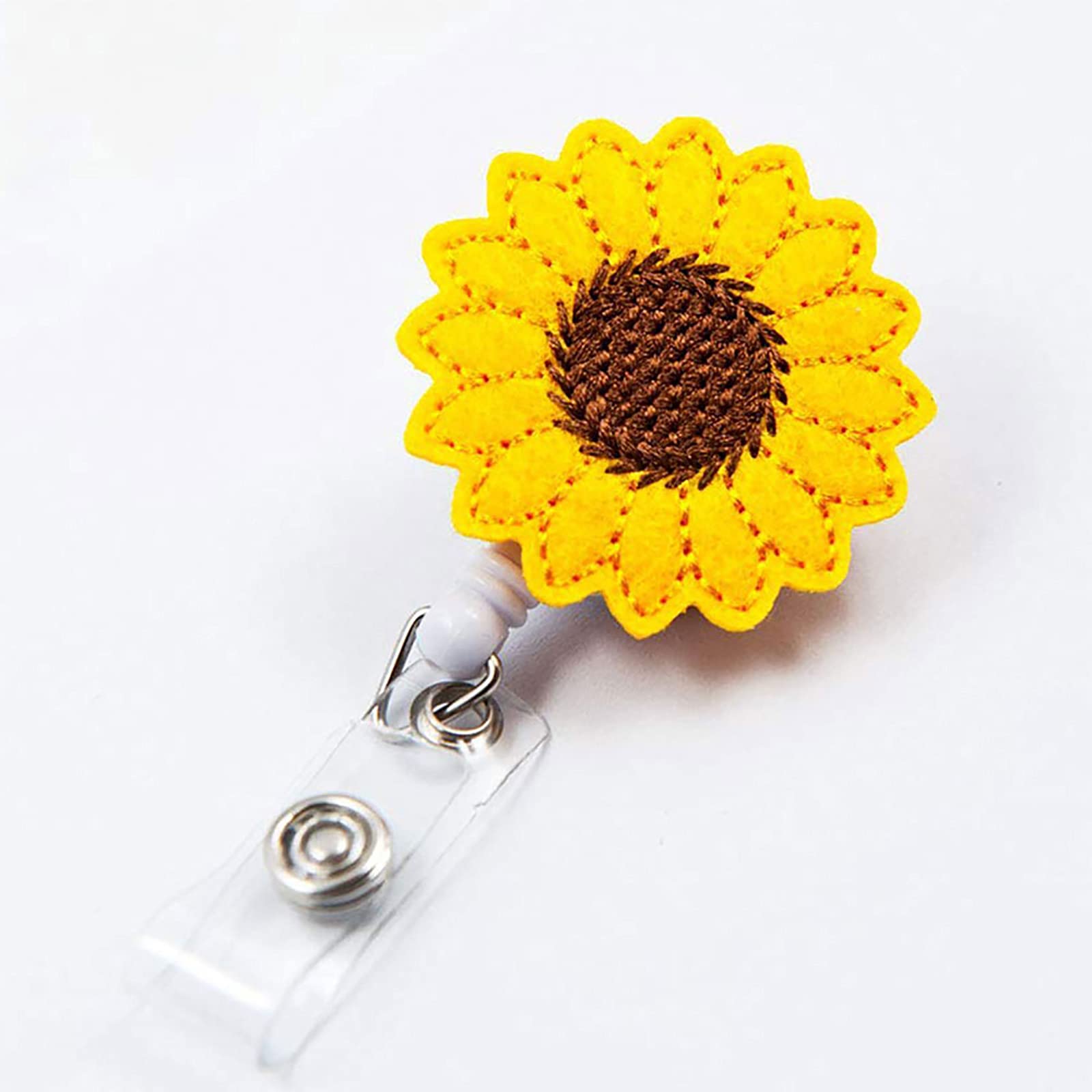 Sunflower Badge Reel Holder Clip 24in Retractable ID Badge Holder for Carrying Keys, Credit Cards, Working Badges