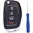 4 Buttons Uncut Blade Car Key Fob Case Shell for Hyundai Sonata Santa Fe Flip Floding Keyless Entry Remote Control Replacement Key Fob Cover Casing