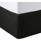 Amazon Basics Lightweight Pleated Bed Skirt, Machine Washable, Wrinkle and Fade Resistant, Queen, Black