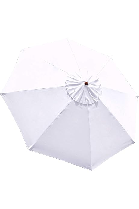 Amazon Com 9 Feet Umbrella Replacement Sun Shade Polyester Canopy Top Cover 9 Ft Diameter 8 Rib For Outdoor Garden Back Yard Patio Beach Market Cafe 9 With Uv Protection Rain White