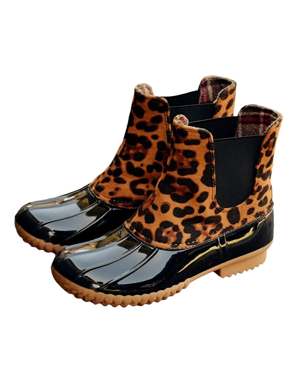 Buy Ermonn Womens Duck Rain Boots Waterproof Chelsea Wide Calf Slip On