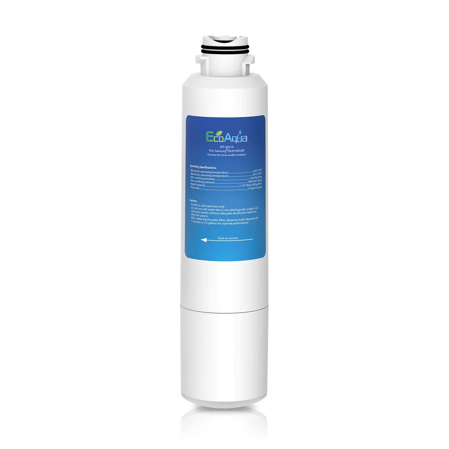 EcoAqua EFF-6027A Ice & Water Refrigerator Filter to fit Samsung DA29-00020B HAF-CIN/EXP HAFCIN DA97-08006A-B DA2900019A DA-97-08006B DA-97-08006B 4609101000 EFW-DA2920 FFL-181S FMS-2 WSS-2 (1)