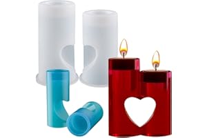 ZQYSING Tealight Candle Holder Resin Molds, Heart Candlestick Epoxy Casting Silicone Molds for Valentine's Day Wedding Party DIY Candle Vessels Craft Decoration