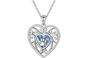 Ladytree S925 Sterling Silver Puppy Dog Cat Pet Paw Print Pendant Necklace 18 inches