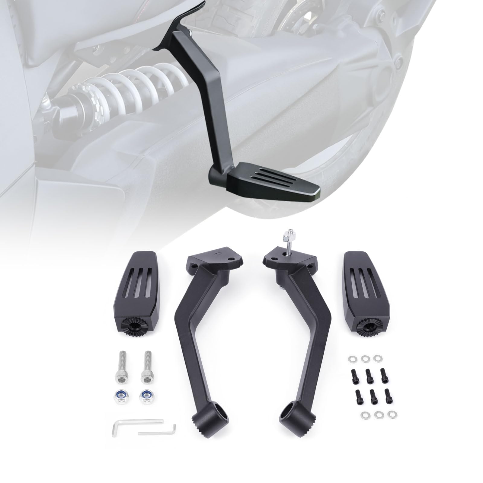 Photo 1 of ***(MISSING PARTS -SELLING AS PARTS ONLY-INCOMPLETE)*** 
Kiawnia Adjustable Rear Black Metal Foot Boards Compatible with Can-Am Ryker 600, 900, 900 Rally, 900 Sport (2019-2024) (MAX Mount 219400800 Required)   