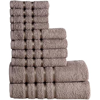 Panache Home Collection 10 Piece 100% Combed Cotton 550 GSM Towel Set - Platinum