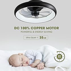 LUDOMIDE Boho Ceiling Fans with Lights, 20" Flush