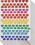 Jazzstick 1120 Small Heart Stickers Glitter Red Pink Yellow Green Blue Scrapbook 10 sheets 01A33