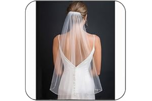Latious 1 Tier Bride Wedding Veils White Fingertip Bridal Tulle with Comb for Women