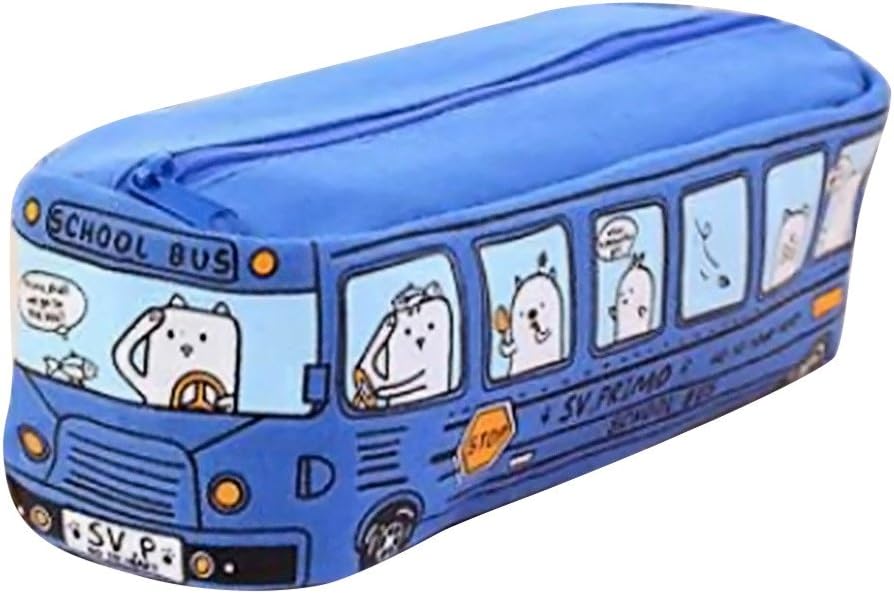 Sameno Cute Pencil Pouch"School Bus" Kawaii Pencil Pouch for Girls Boys Kids Large Pencil Case Zippered Pencil Bag Organizer Sameno School Supplies