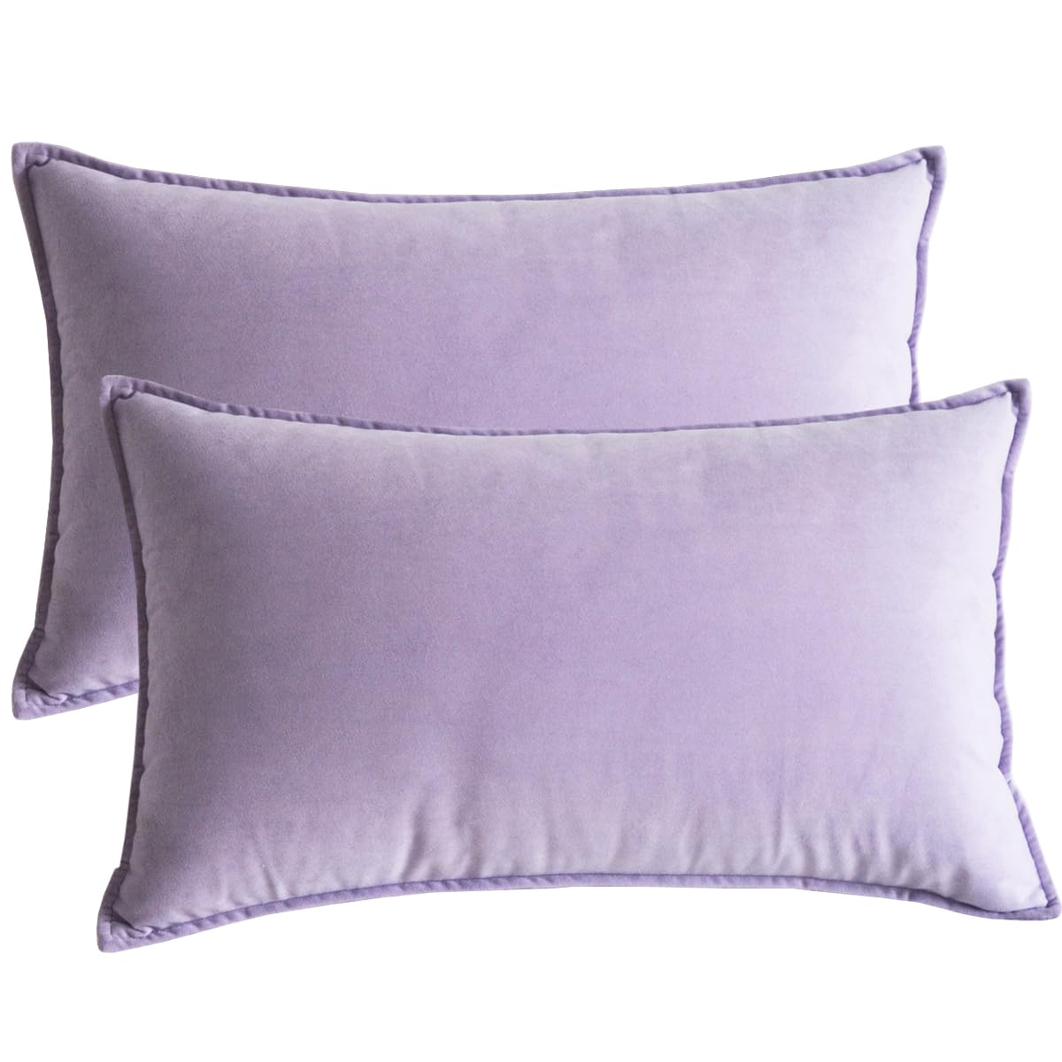 Lutanky Taro Purple Velvet Cushion Covers 30 x 50 cm Decorative Rectangle Throw Pillow Covers (Pack of 2) Soft Oblong Piped Pillowcases for Sofa Bedroom with Invisible Zipper 12x20 Inch