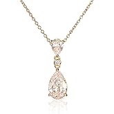 Diamond Treats 925 Sterling Silver Teardrop Necklace for Women with White, Pink, Green, Blue or Red Cubic Zirconia Stones, Elegant Silver, Gold or Rose Gold Pear Drop Pendant Necklace for Women