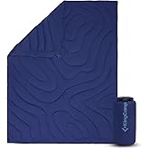 KingCamp Ultralight Camping Blanket, Packable Down Alternative Puffy Wearable Blankets Weatherproof Warm Package Quilt with Snap Buttons & Corner Loops for Outdoor Travel Stadium (69"L x 53"W, NAVY)