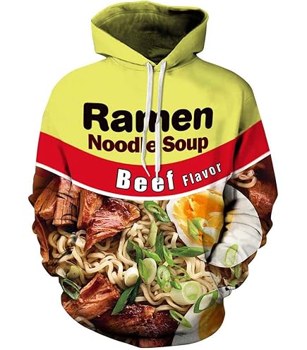 Amazon.com: Keasmto 3D Ramen Beef Noodle Soup Hoodies Food