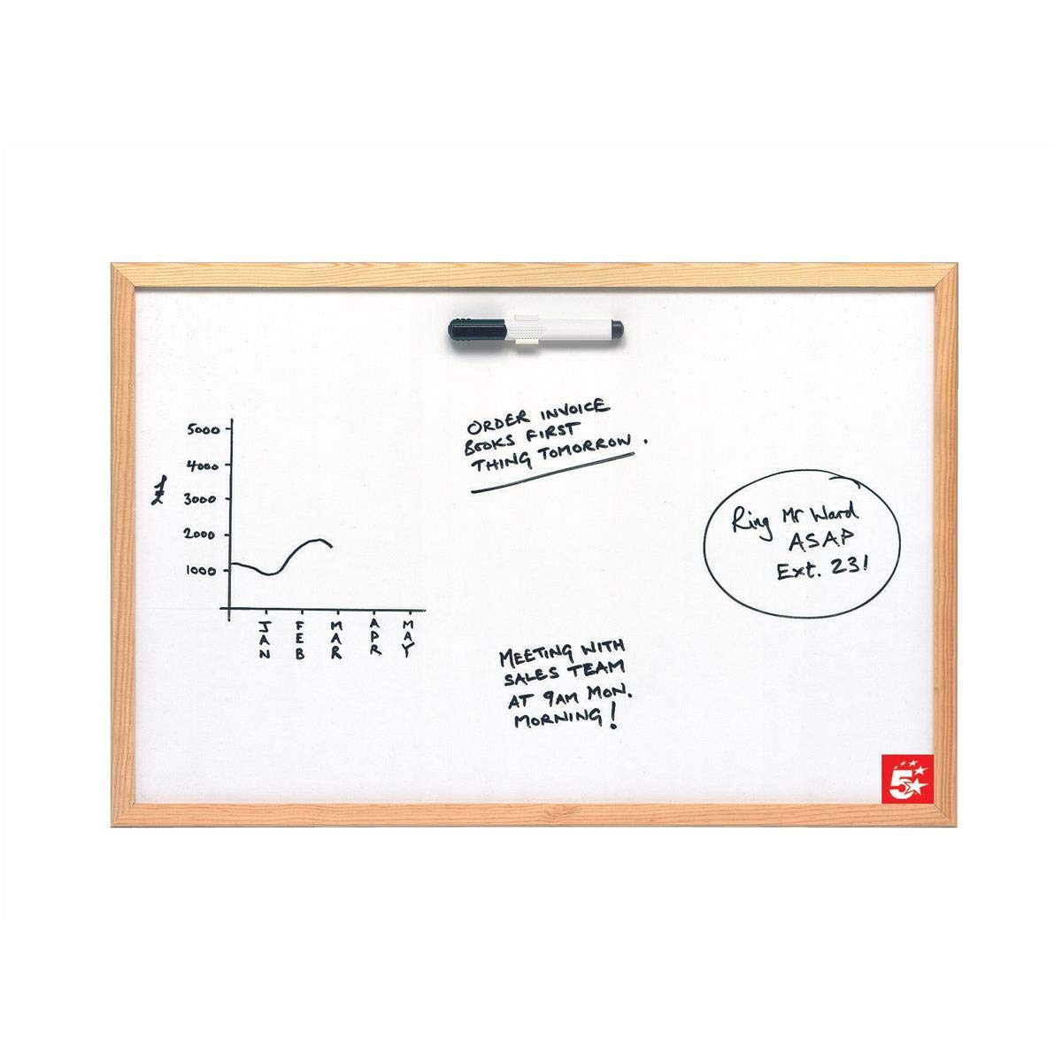 5 Star Office Economy Drywipe Board Lightweight W900xH600mm, White